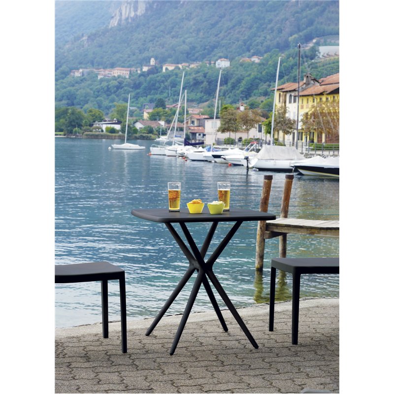 Tavolo da Giardino Messina Polipropilene Con Fibra Di Vetro 70x70 cm - Antracite Greenwood