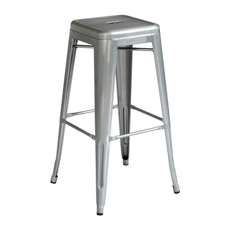 Greenwood Sgabello In Lamiera - Silver - Impilabile