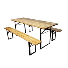 Greenwood Set Birreria In Legno - Tavolo E Due Panche