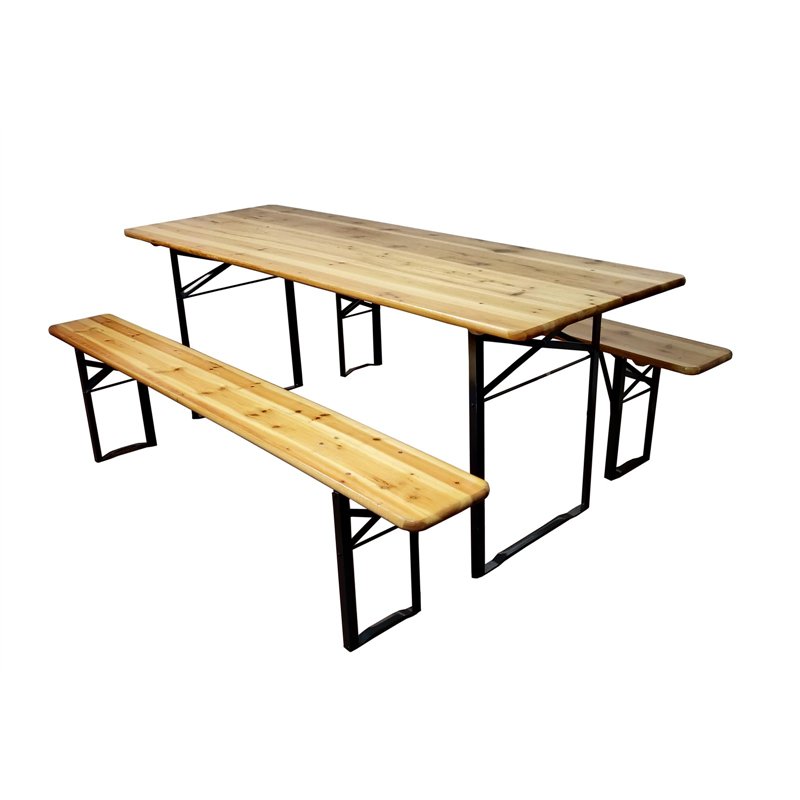 Set da Giardino Birreria In Legno - Tavolo da Giardino E Due Panche Greenwood