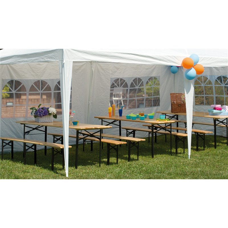 Set da Giardino Birreria In Legno - Tavolo da Giardino E Due Panche Greenwood