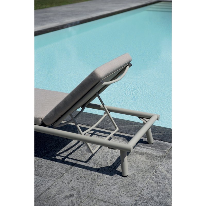 Greenwood Lettino Taormina In Alluminio - Textilene Sabbia - Cuscino Beige - Creta
