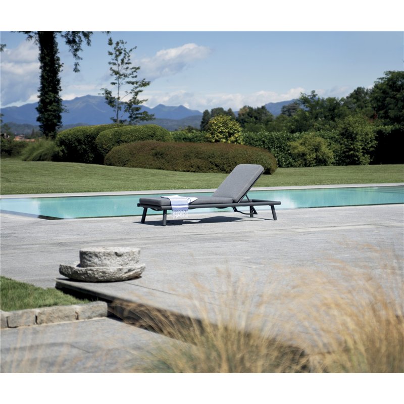 Greenwood Lettino Taormina In Alluminio - Textilene Grigio - Cuscino Grigio - Antracite