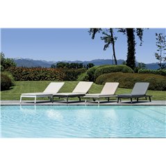 Lettino Taormina In Alluminio - Textilene Grigio - Cuscino Grigio - Antracite