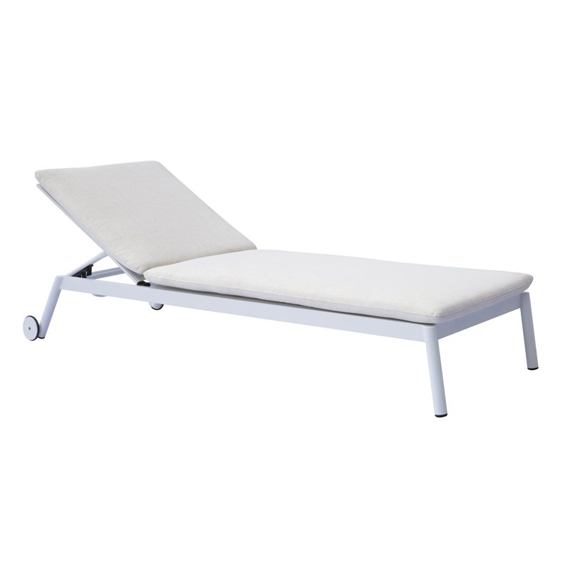 Greenwood Porto Cervo Aluminum Sunbed - Sand Textilene - Ecru Cushion - White