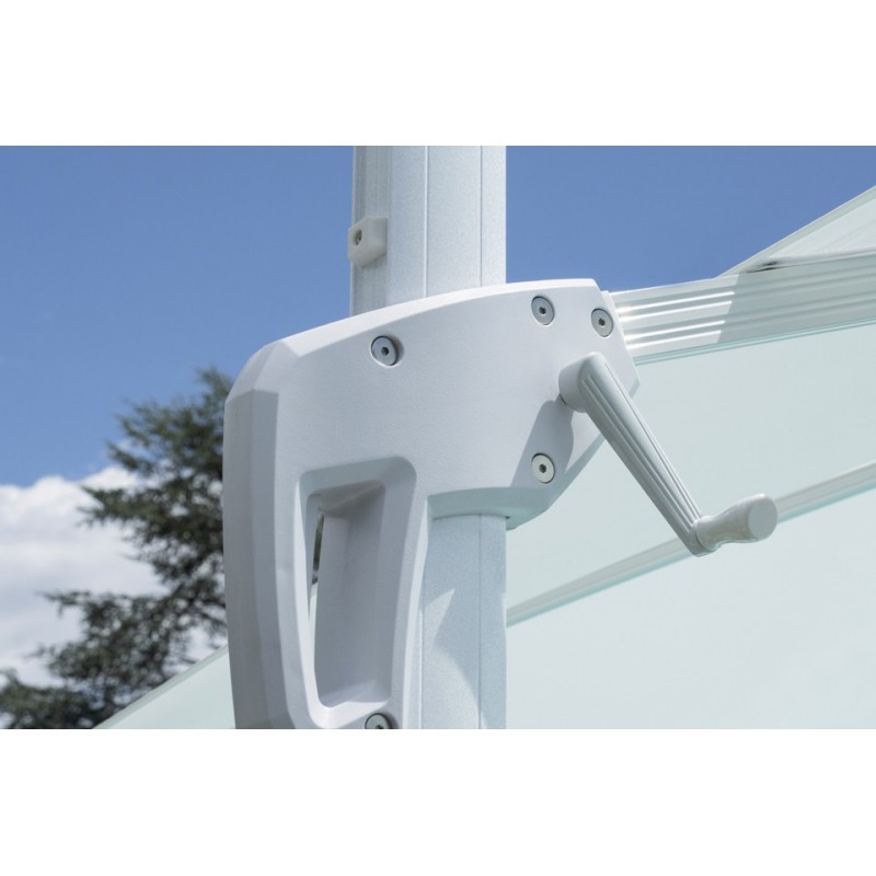 Greenwood Ombrellone Colorado In Alluminio con Palo Laterale 3x4 mt Bianco - Bianco