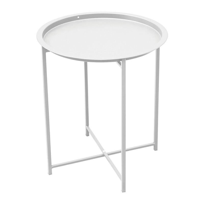 Tavolino da Giardino Rotondo In Ferro Ø46 cm - Bianco Greenwood