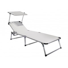 Greenwood Beach Sun Lounger with Aluminum Canopy - Ivory 193 cm