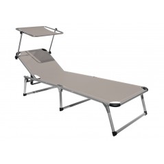 Greenwood Beach Sun Lounger with Aluminum Canopy - Dove Grey 193 cm