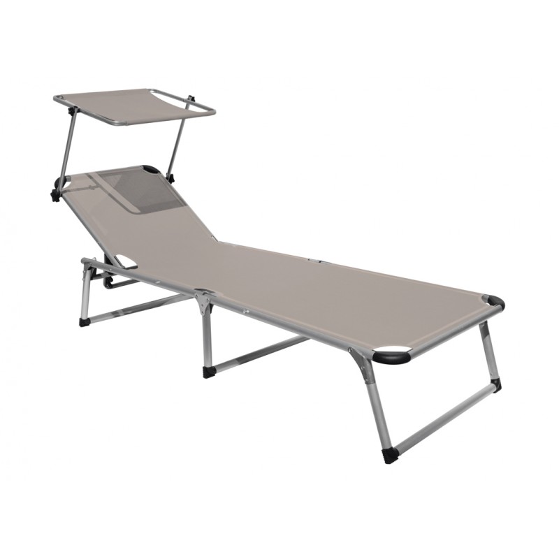 Greenwood Beach Sun Lounger with Aluminum Canopy - Dove Grey 193 cm