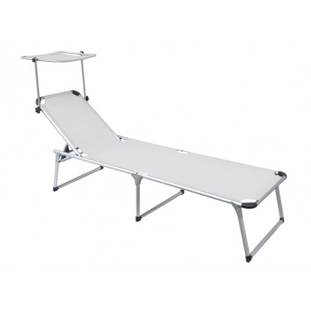 Greenwood Beach Sun Lounger with Aluminum Canopy - Ivory 210 cm