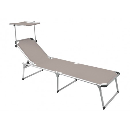 Greenwood Beach Sun Lounger with Aluminum Canopy - Dove Grey 210 cm