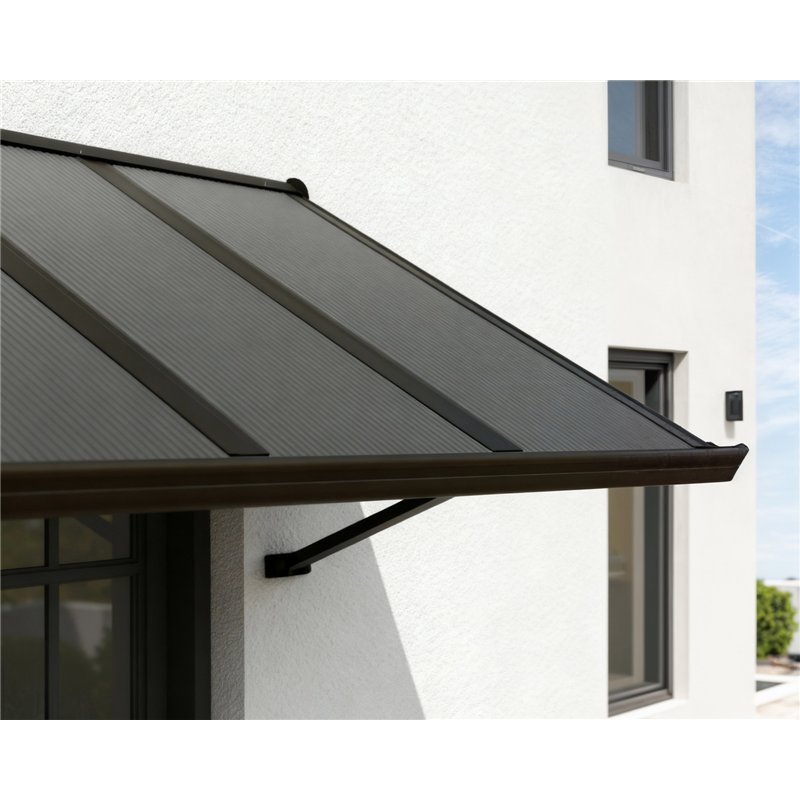Canopia Augustine Outdoor Door Canopy 111x90 cm - Black Frame Matte Gray Panels Canopia Augustine Outdoor Door Canopy 111x90 cm - Black Frame Matte Gray Panels