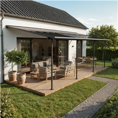Canopia Sierra Cabrio Pergola Addossata in Alluminio 3X9.2 m Grigio - Pannelli Ombreggianti Mobili