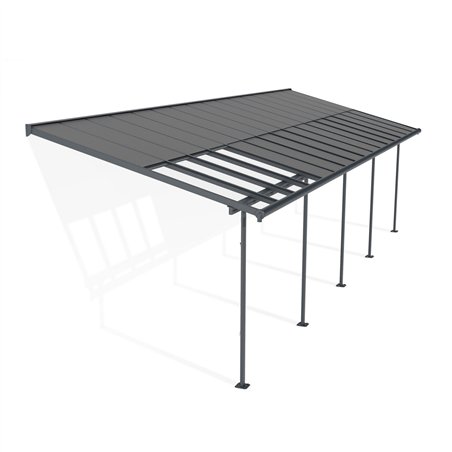 Canopia Sierra Cabrio Pergola Addossata in Alluminio 3X9.7 m Grigio - Pannelli Ombreggianti Mobili