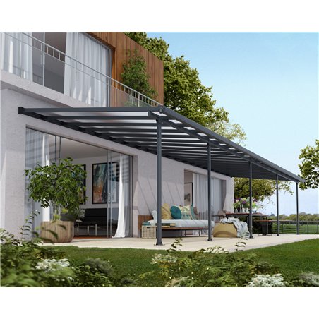 Canopia Feria Pergola Addossata in Alluminio 3X10.9 m Grigio
