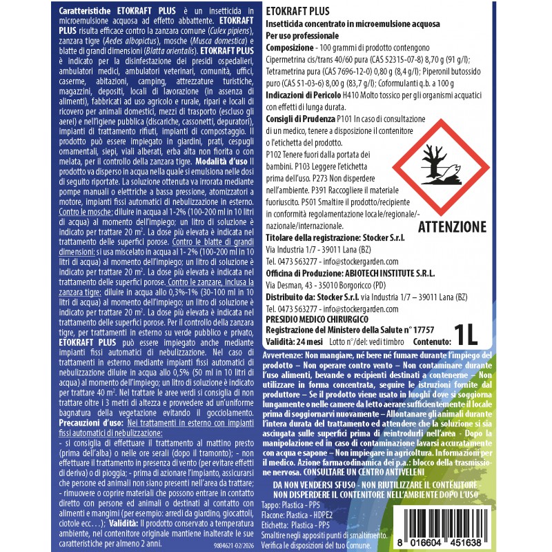 Stocker Etokraft Plus Insetticida Antizanzare 5 L PMC