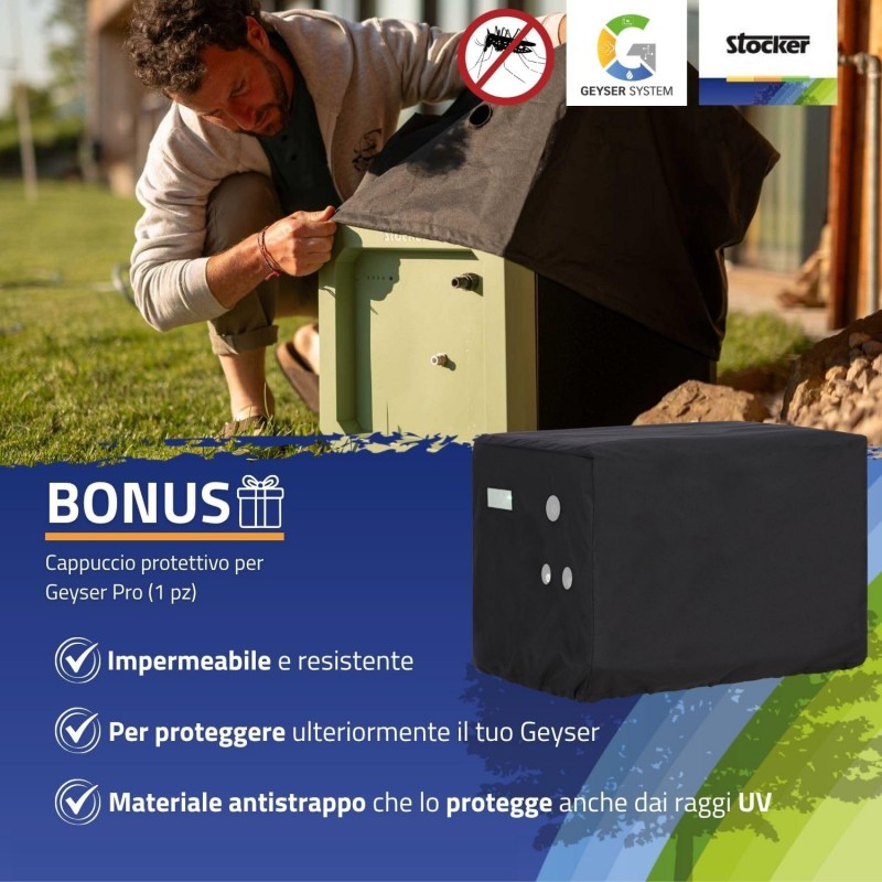 Kit completo impianto antizanzare automatico Stocker Geyser Pro fino a 3600 mq Kit completo impianto antizanzare automatico Stocker Geyser Pro fino a 3600 mq