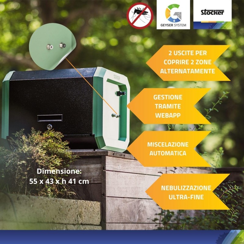 Geyser Stocker PRO DUAL Complete Kit Professional Automatic Mosquito System 7200 m2