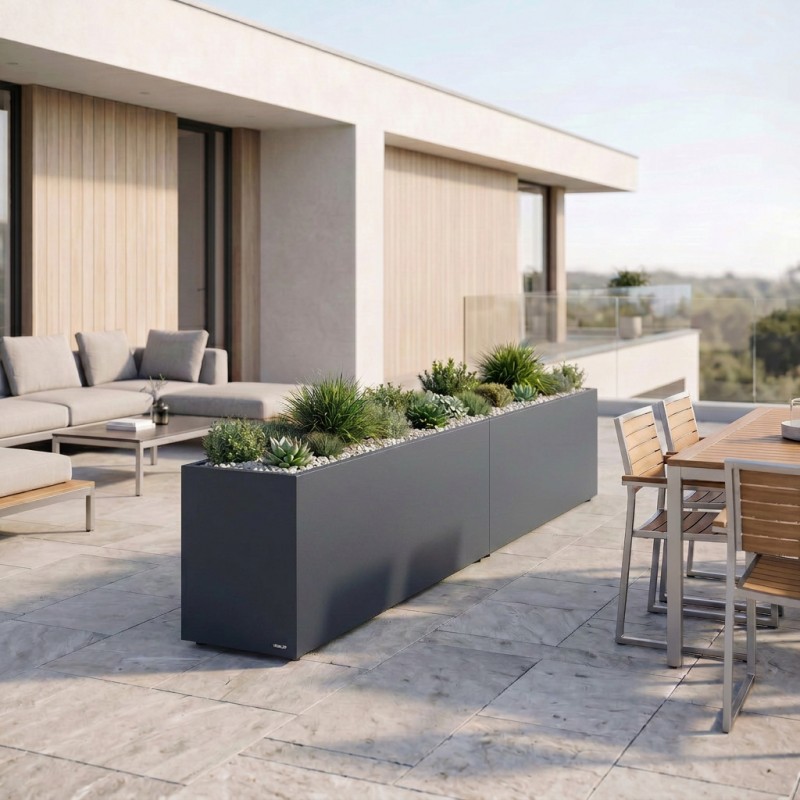 Modular Garden Divider Herstera PLANTER 30 in Metal Anthracite Color 200x30x50 cm