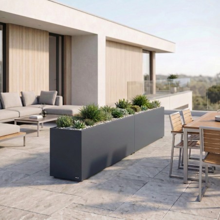 Modular Garden Divider Herstera PLANTER 30 in Metal Anthracite Color 200x30x50 cm
