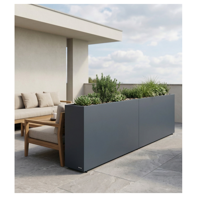 Modular Garden Divider Herstera PLANTER DIVIDER 40 in Metal Anthracite Color 200x40x80 cm
