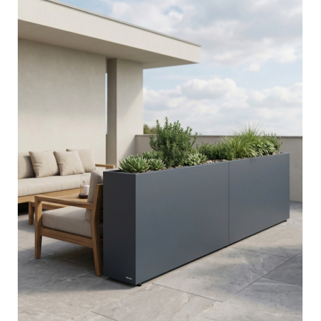 Modular Garden Divider Herstera PLANTER DIVIDER 40 in Metal Anthracite Color 200x40x80 cm