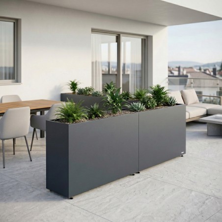 Modular Garden Divider Herstera PLANTER DIVIDER 25 in Metal Anthracite Color 200x25x80 cm
