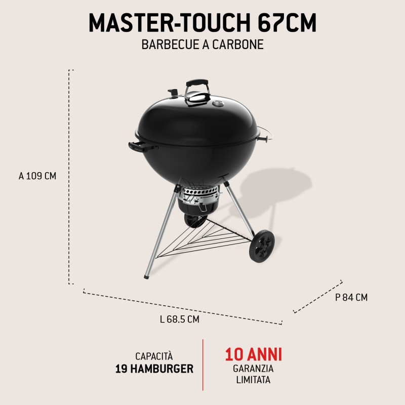 Barbecue Weber a Carbone Master-Touch E-6755 WBR Crafted Ø 67 cm Black Cod. 1500230 Barbecue Weber a Carbone Master-Touch E-6755 WBR Crafted Ø 67 cm Black Cod. 1500230
