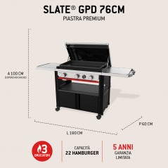 Piastra Weber a Gas Slate GPD 76 cm Premium Black Cod. 1500246