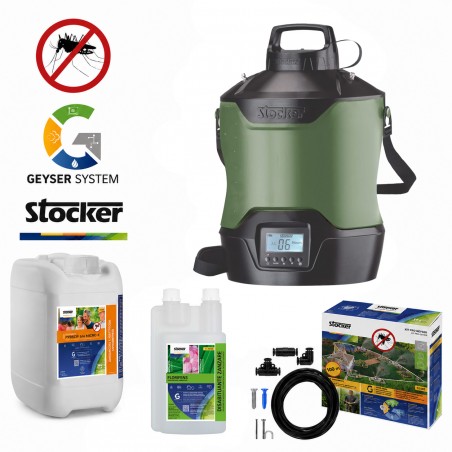 Nebulizzatore antizanzare da giardino Stocker Geyser Kit 12 L - Insetticida e Repellente fino a 625 mq