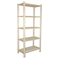 Scaffale in Pino Massiccio Grezzo 5 Ripiani a Doghe 70x30x170 cm Unionwood