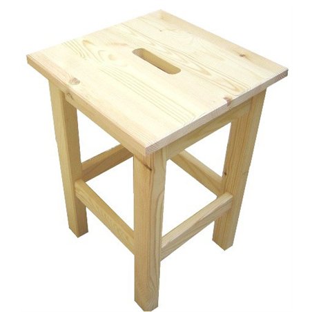 Sgabello in Pino Massiccio Grezzo 30x30x44 cm Unionwood