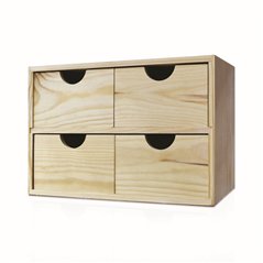 Cassettiera MINIBLOC in Pino Massiccio 4 Cassetti 32x14x21,7 cm Unionwood