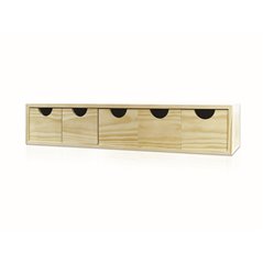 Cassettiera MINIBLOC in Pino Massiccio 5 Cassetti 57x14x11,3 cm Unionwood
