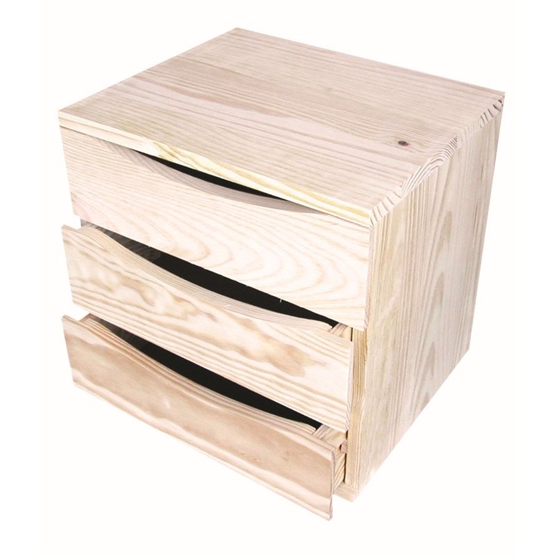Mobile Modulare in Pino Massiccio Grezzo con 3 Cassetti 36x30x36 cm Unionwood Mobile Modulare in Pino Massiccio Grezzo con 3 Cassetti 36x30x36 cm Unionwood