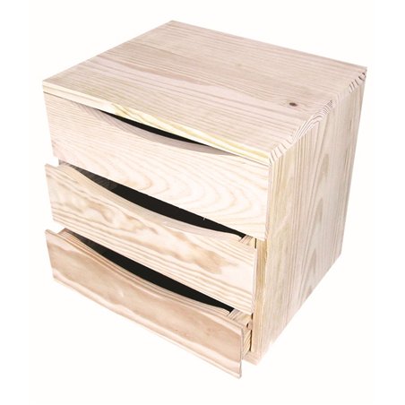 Mobile Modulare in Pino Massiccio Grezzo con 3 Cassetti 36x30x36 cm Unionwood