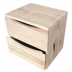 Mobile Modulare in Pino Massiccio Grezzo con 2 Cassetti 36x30x36 cm Unionwood