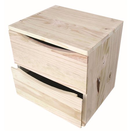 Mobile Modulare in Pino Massiccio Grezzo con 2 Cassetti 36x30x36 cm Unionwood