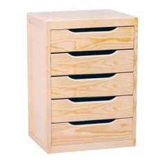 Cassettiera in Pino Massiccio Grezzo 5 Cassetti 39x30x46 cm Unionwood