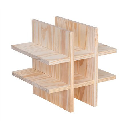 Portabottiglie 9 Vani per Libreria KUBIK in Pino Massiccio Grezzo 32,7x29,5x32,7 cm Unionwood