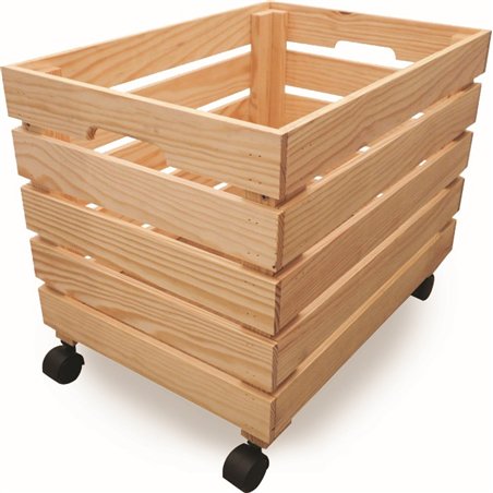 Box Contenitore CREABOX in Pino Massiccio Grezzo con Ruote 50x35x35 cm Unionwood