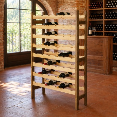 Cantinetta Portabottiglie in Pino 54 Posti 63x27x120 cm Unionwood