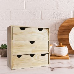 Cassettiera MINIBLOC in Pino Massiccio 6 Cassetti Variabili 40x14x32 cm Unionwood