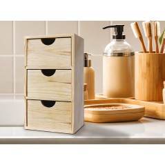 Cassettiera MINIBLOC in Pino Massiccio 3 Cassetti 17,1x14x32 cm Unionwood