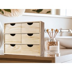 Cassettiera MINIBLOC in Pino Massiccio 6 Cassetti 32x14x32 cm Unionwood