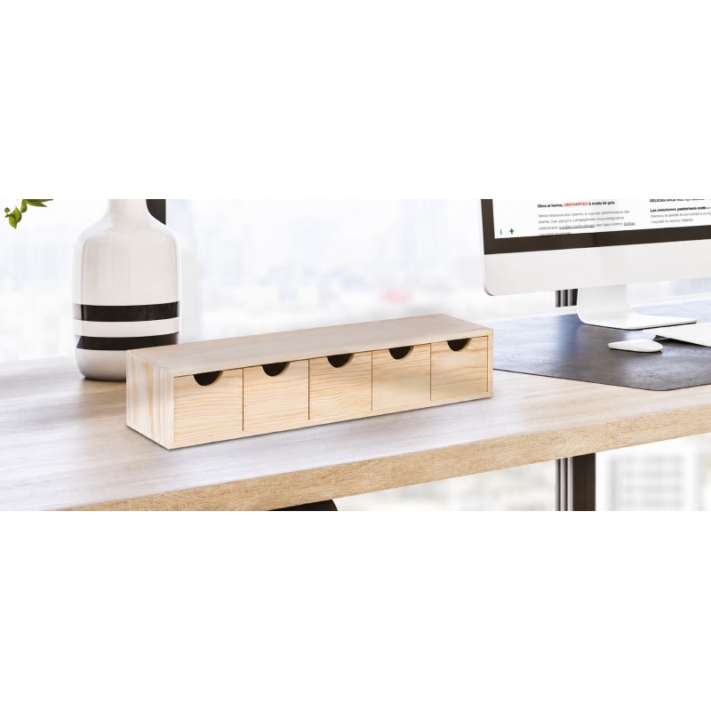 Cassettiera MINIBLOC in Pino Massiccio 5 Cassetti 57x14x11,3 cm Unionwood Cassettiera MINIBLOC in Pino Massiccio 5 Cassetti 57x14x11,3 cm Unionwood