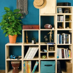 Libreria KUBIK in Pino Massiccio Grezzo 1 Vano 36x30x36,1 cm Unionwood