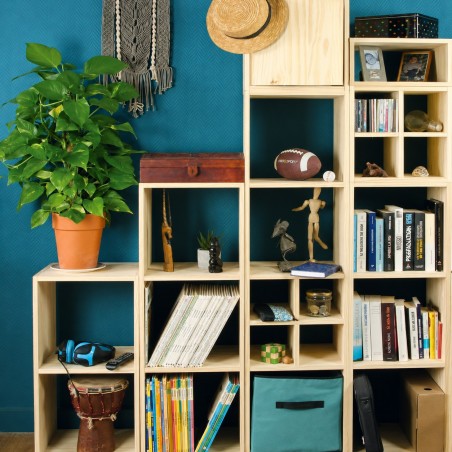 Libreria KUBIK in Pino Massiccio Grezzo 3 Vani 36x30x104,9 cm Unionwood