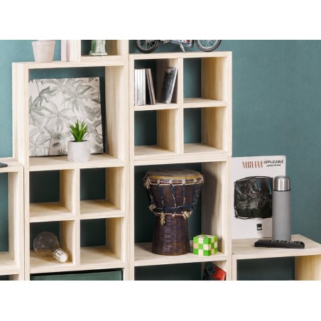 Divisorio a Croce per Libreria KUBIK in Pino Massiccio Grezzo 32,7x28x32,5 cm Unionwood